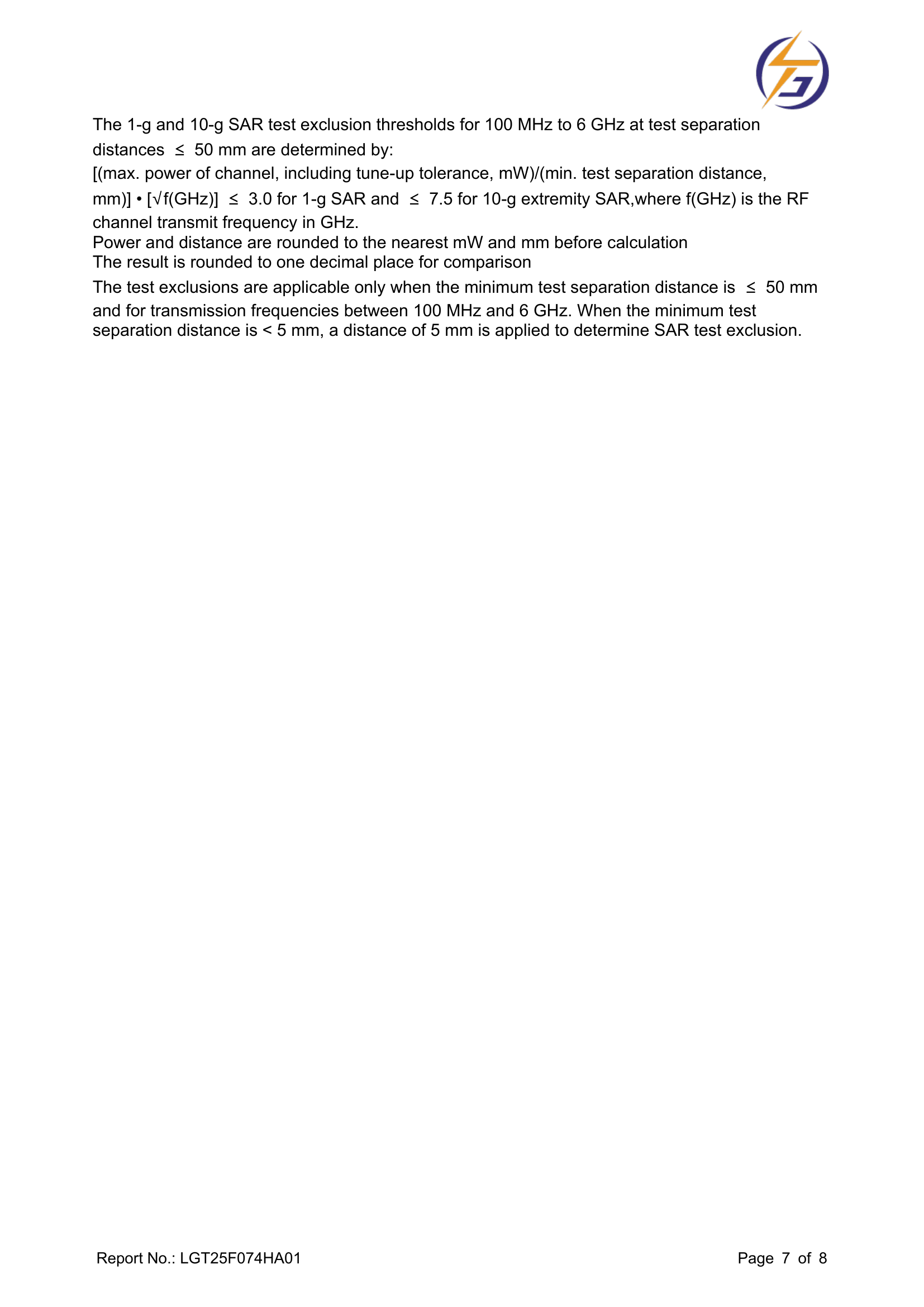 RF TEST REPORT LGT25F074HA01；报告影像7/8